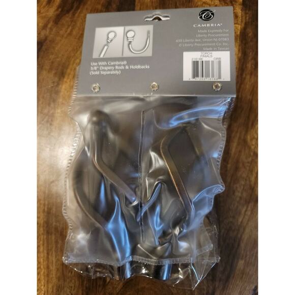 NEW Factory Sealed Cambria Classic Torch Curtain Rod End Set Bronze (Set of 2) - Picture 5 of 12